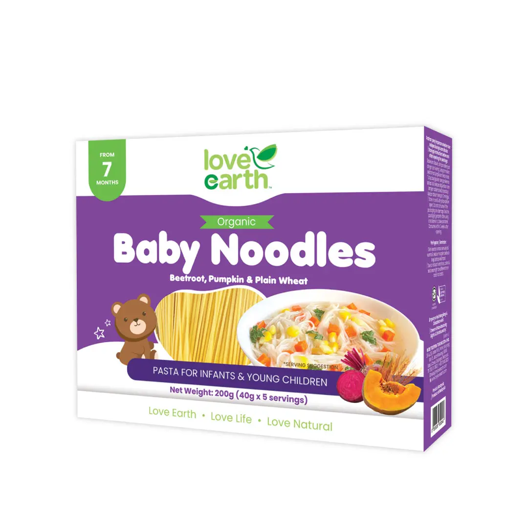 Love Earth Baby Organic Noodle - Beetroot, Pumpkin & Plain 7M+ (Expiry 14-08-2026)