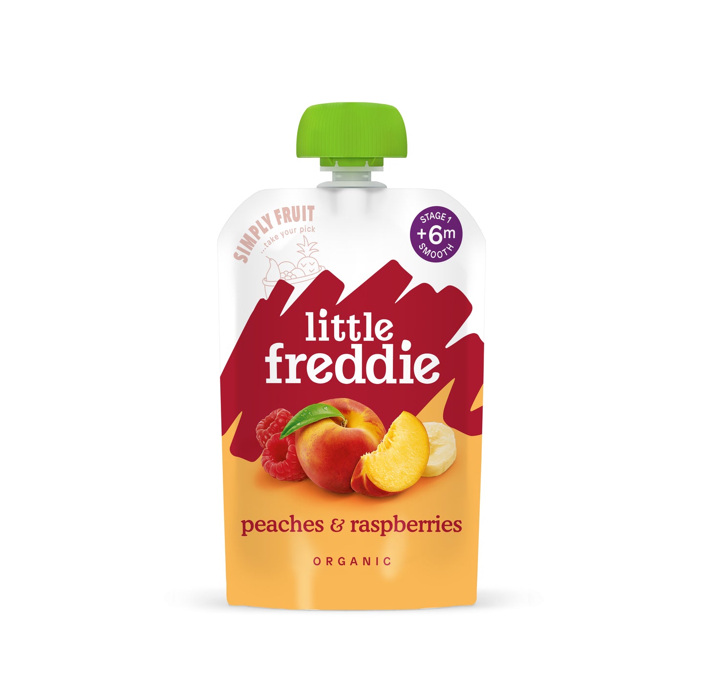 Little Freddie Puree - Organic Vibrant Peaches & Raspberries 100g - 6M+