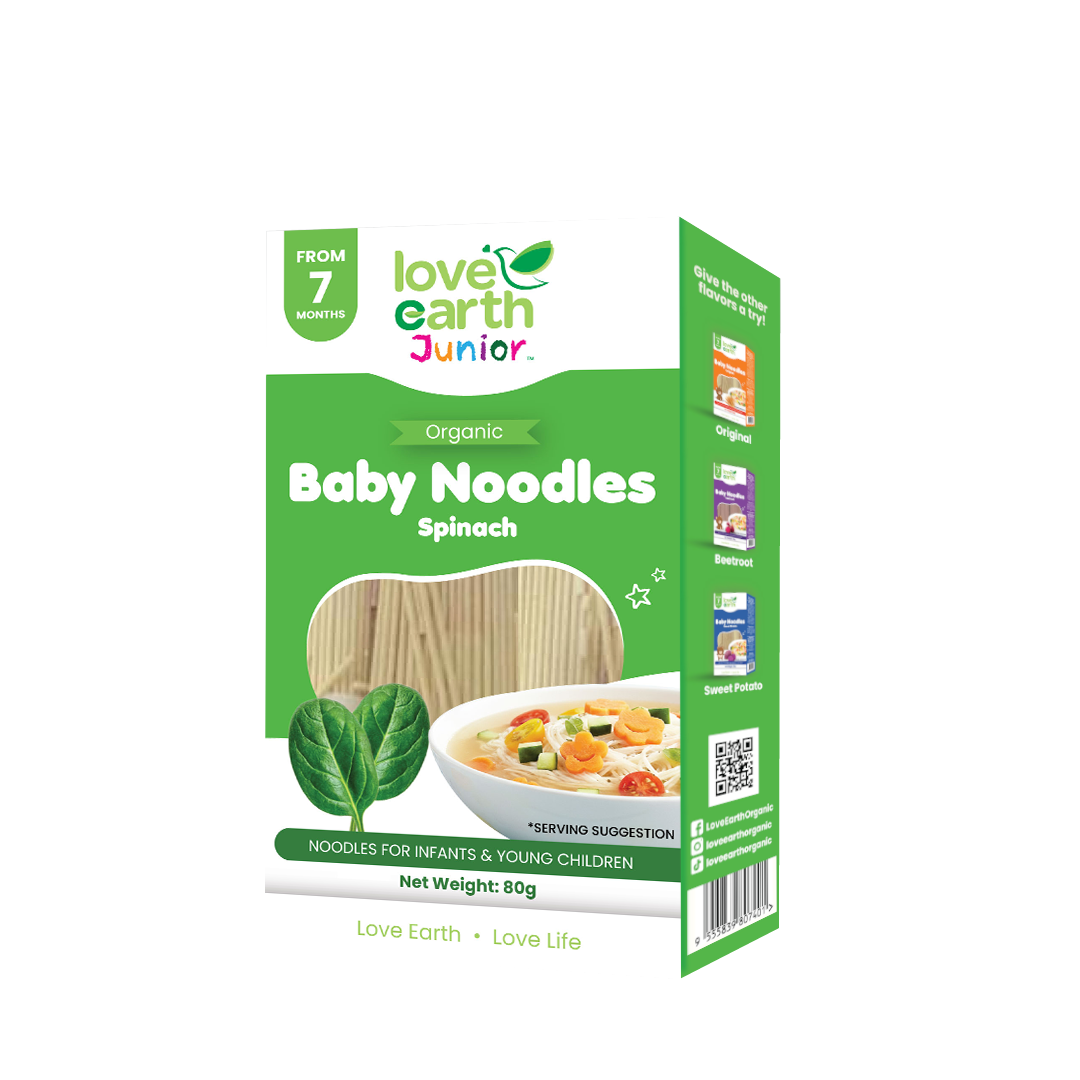 Love Earth Junior Organic Baby Noodles - Spinach 7M+ (Expiry 16-12-2027)