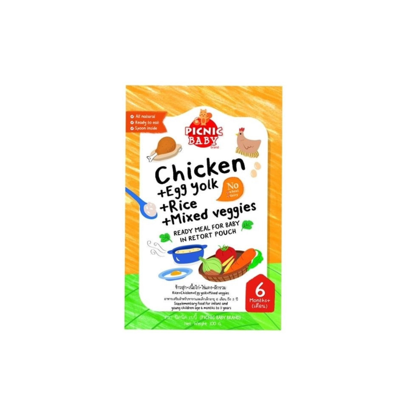 Picnic Baby Instant Food - Chicken + Egg Yolk + Rice + Mixed Veg 6M+ (Expiry 19-04-2026)