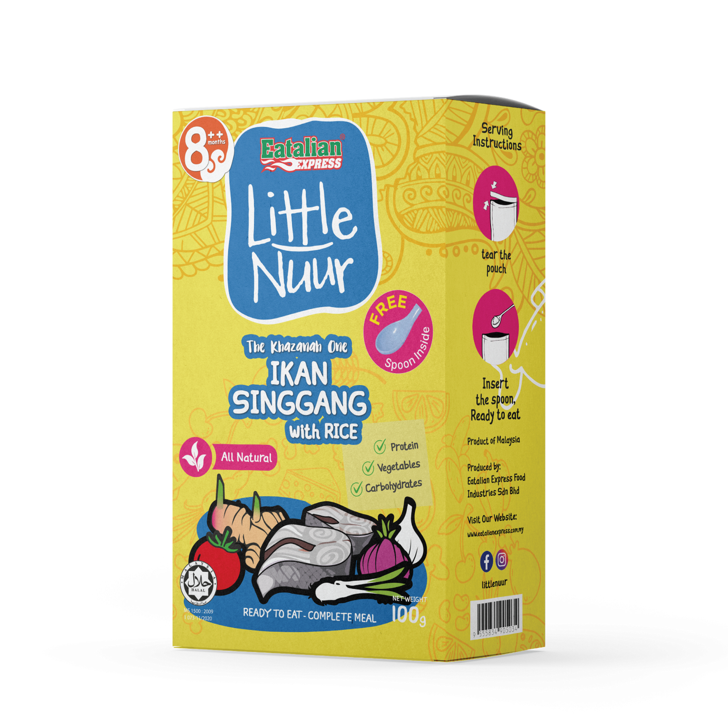 Eatalian Express Ready Meal - Ikan Singgang with Rice 8M+ (Expiry 06-09-2026)