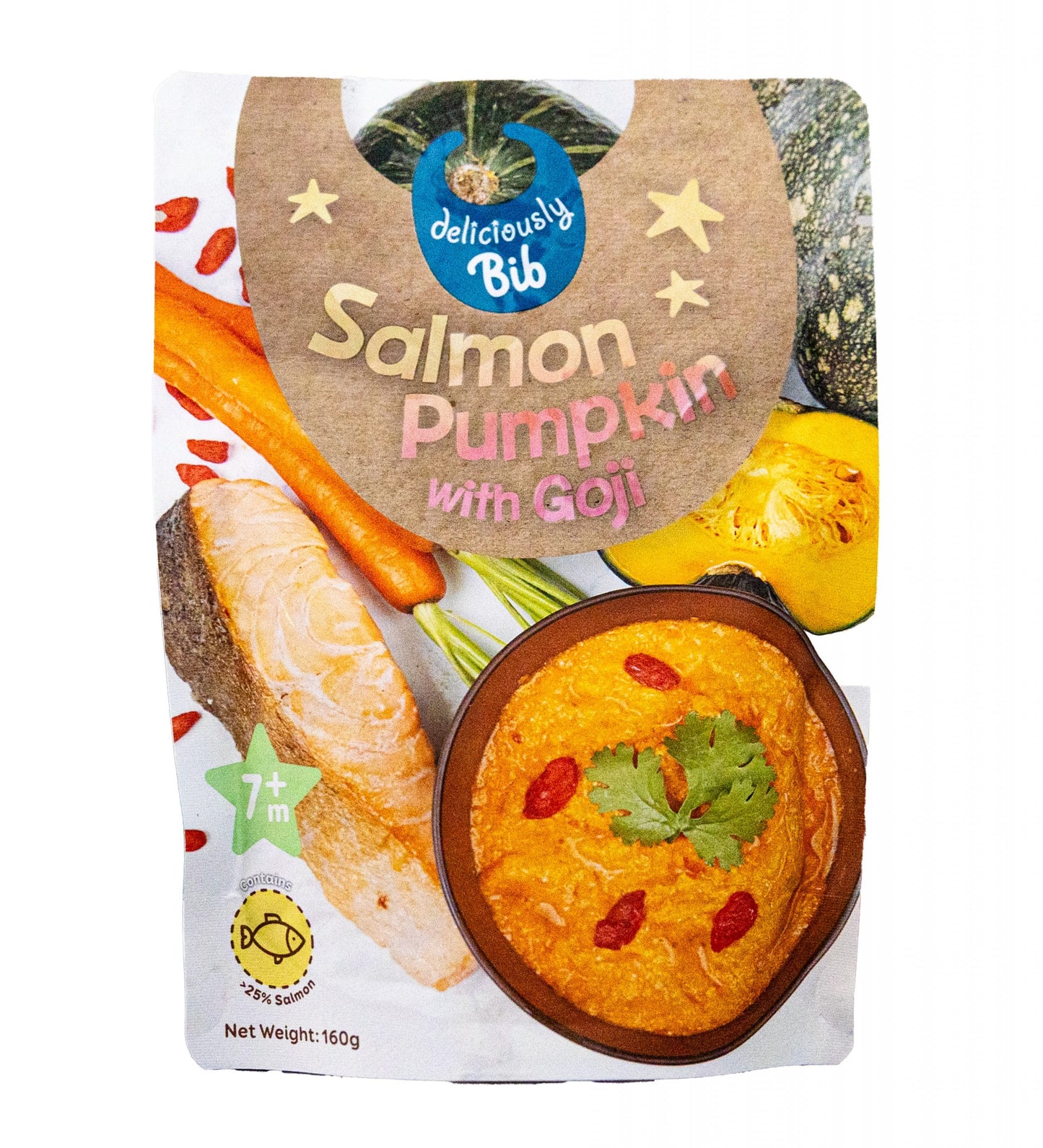Deliciously Bib Baby Stew Instant Meal - Salmon Pumpkin with Goji 7M+ (Expiry 04-12-2025)