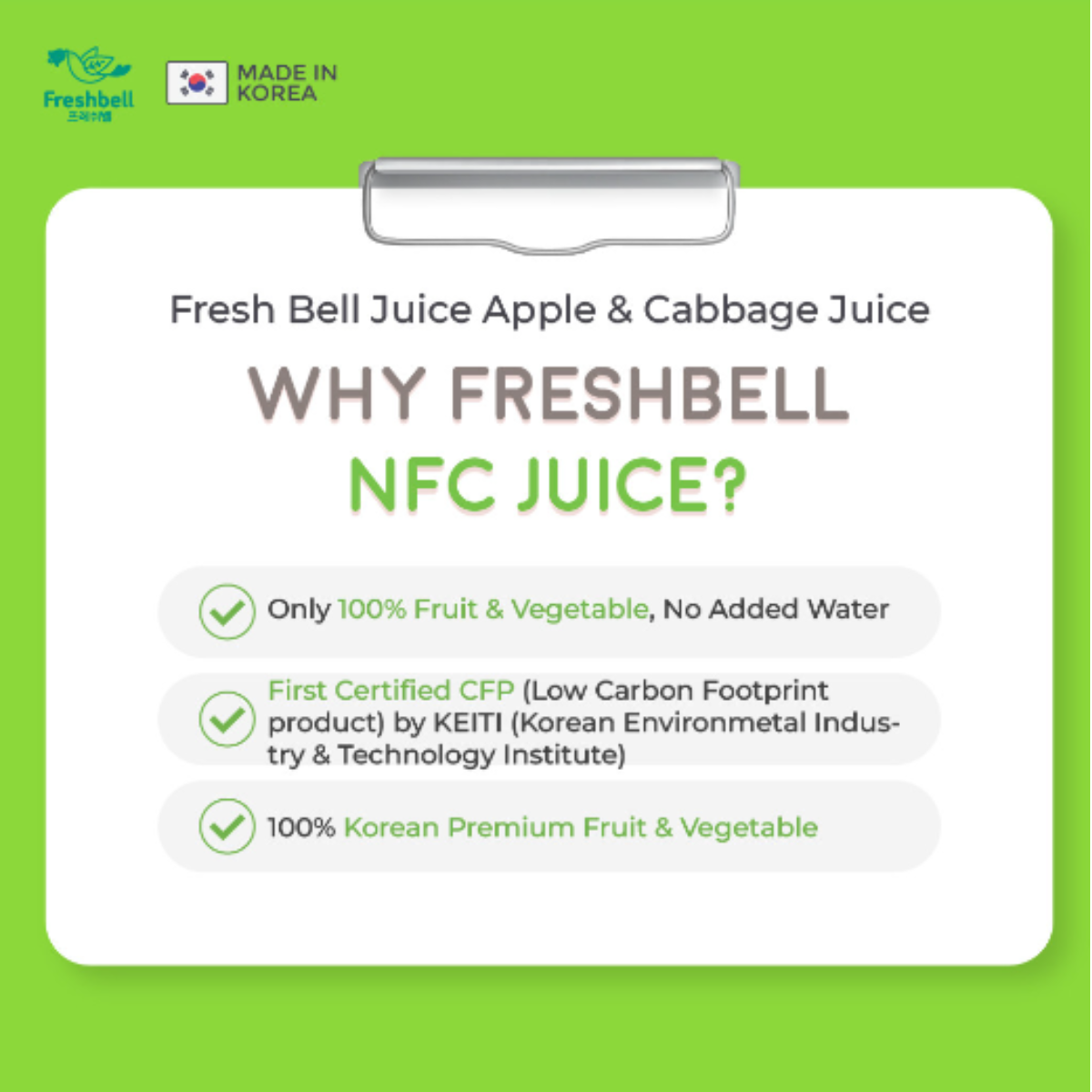 Freshbell NFC Apple Cabbage Juice 9M+ (Expiry 12-12-2025)