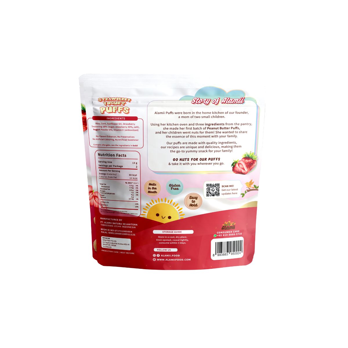 Alamii Strawberry Yogurt Puffs - Creamy Australian Yogurt 12M+ (Expiry 07-08-2025)