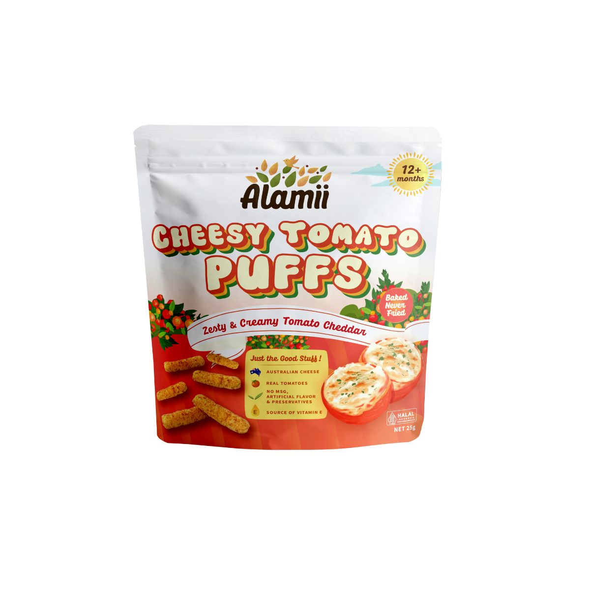 Alamii Zesty & Creamy Tomato Cheddar Puffs 12M+