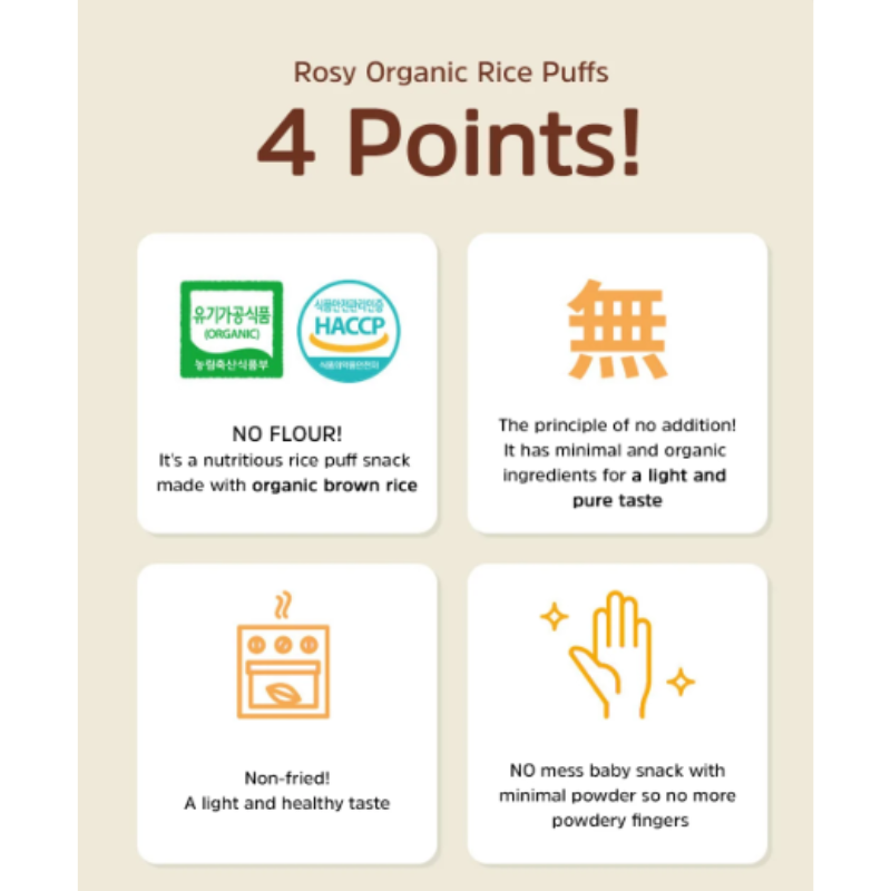 Rosy Organic Rice Puffs Apple Carrot 7M+ (Expiry 30-08-2024)