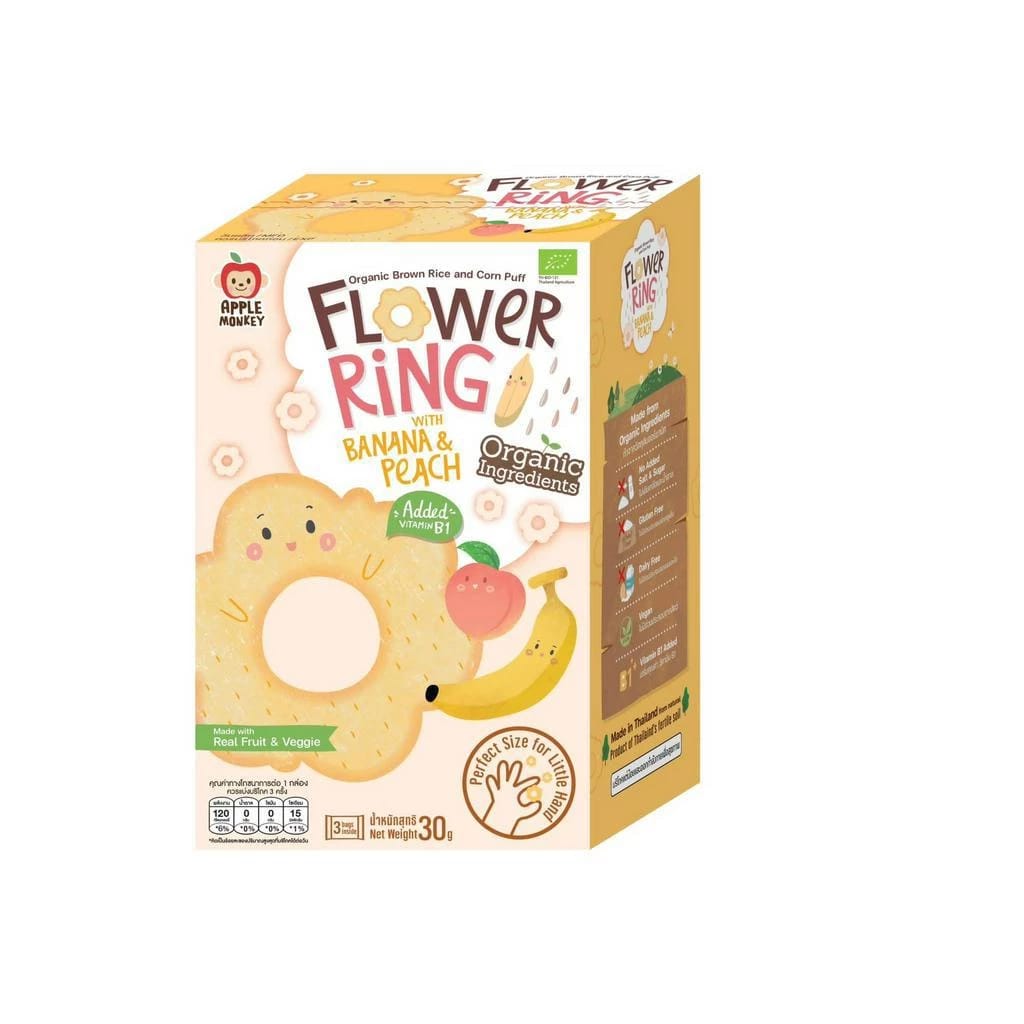 Apple Monkey Organic Flower Ring With Banana & Peach - 12M+ (Expiry 11-11-2025)