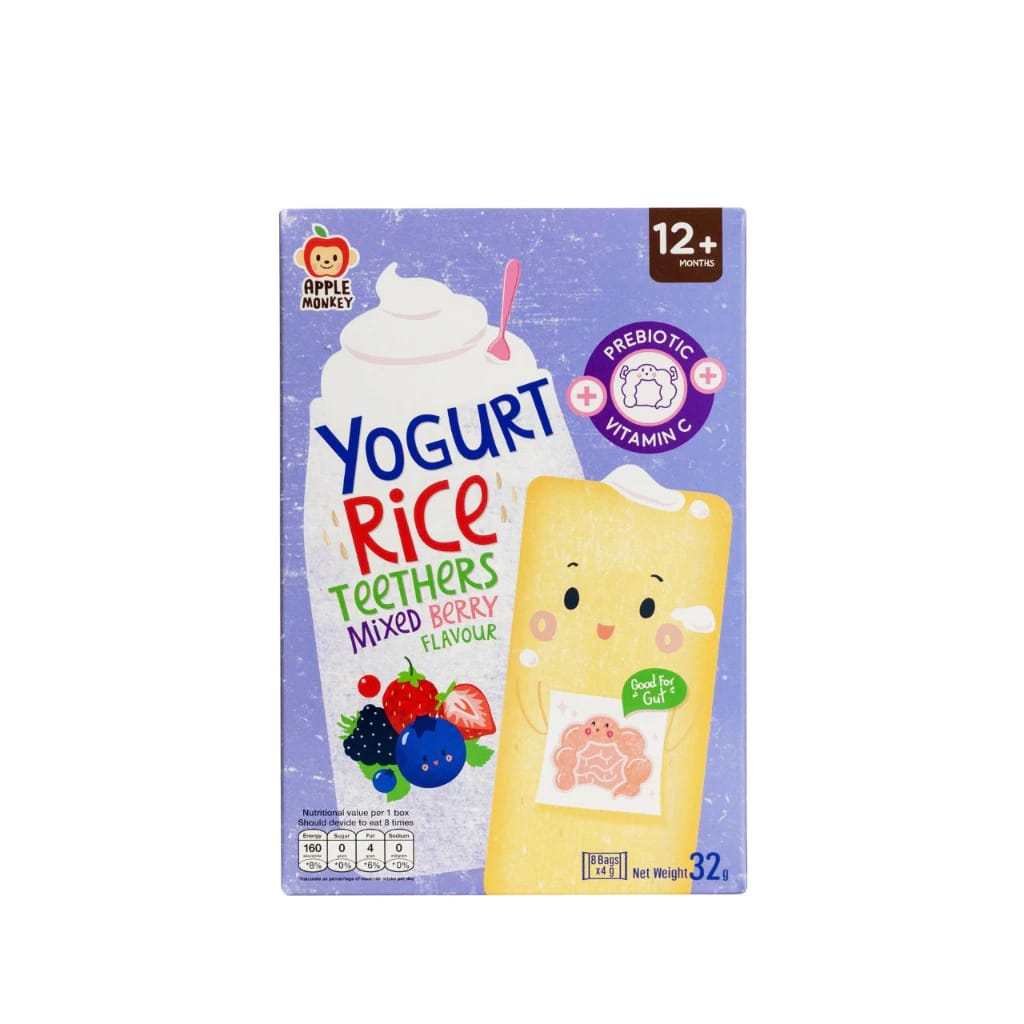 Apple Monkey Yogurt RIce Teethers - Mixed Berry Flavour - 12M+ (Expiry 25-01-2026)