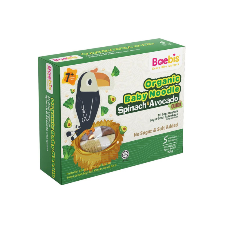 Baebis Organic Baby Noodle - Spinach & Avocado 7M+ (Expiry 20-12-2026)