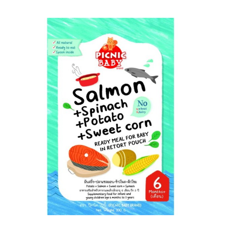 Picnic Baby Instant Meal - Salmon, Spinach, Potato & Sweet Corn 6M+ (Expiry 31-10-2025)