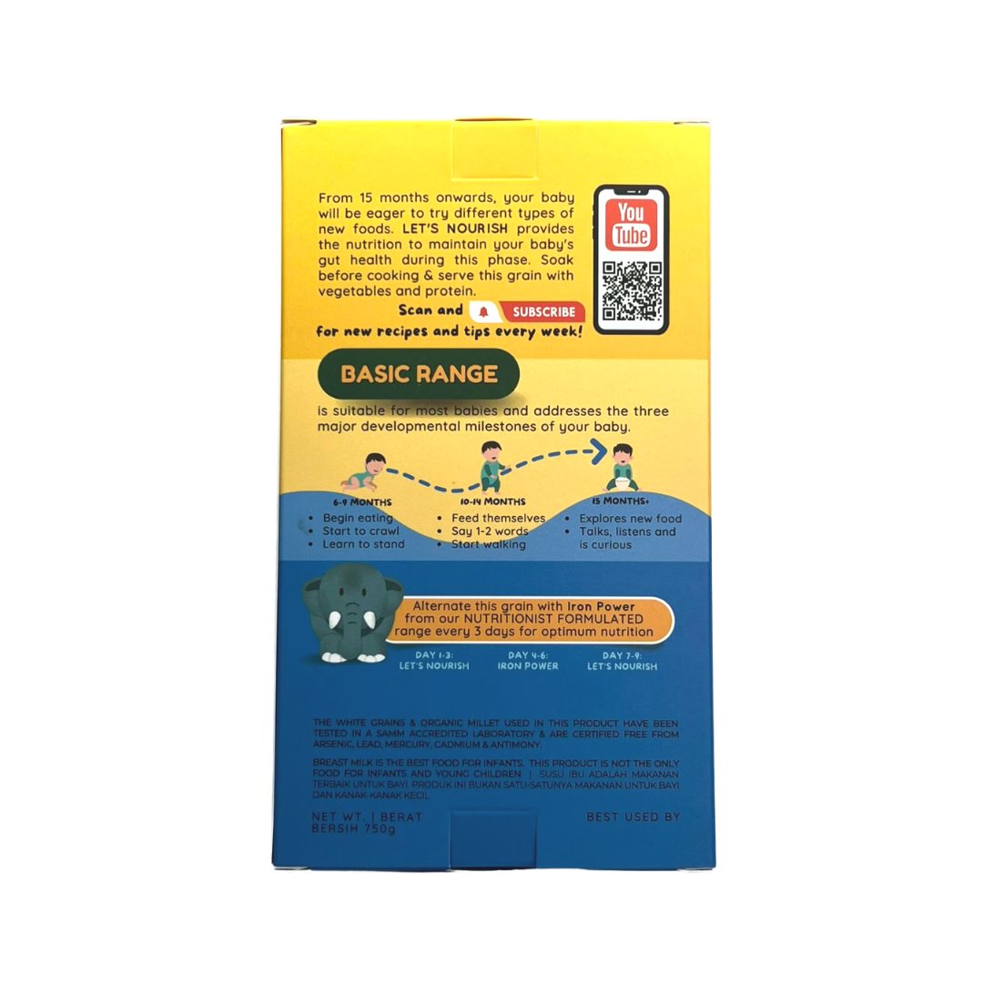 Gnubkins (Little Baby Grains) Formulated Baby Rice Grains - Let's Nourish 15M+ (Expiry 30-03-2026)
