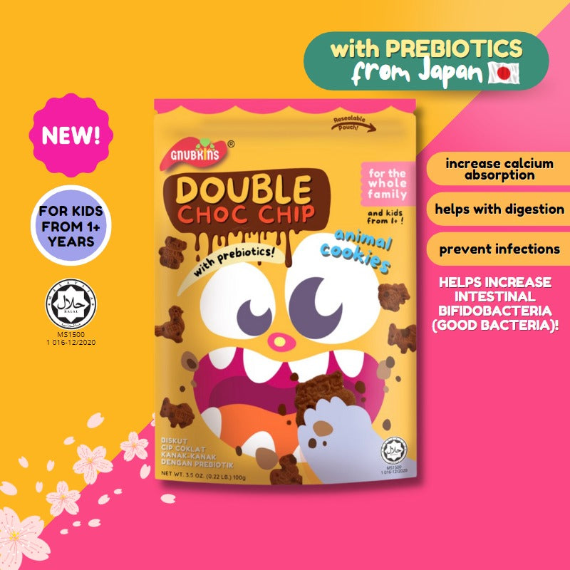 Gnubkins (Little Baby Grains) Double Choc Chip Cookies with Prebiotics 12M+ (Expiry 22-01-2026)