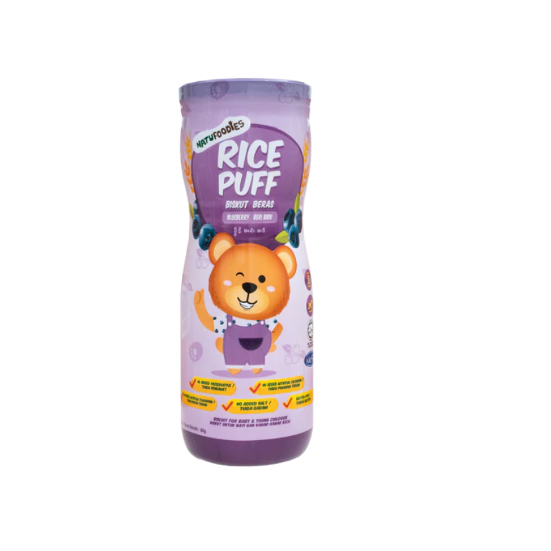 Natufoodies Rice Puffs - Blueberry 8M+ (Expiry 22-11-2025)