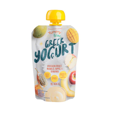 Yummy Bites Greek Yogurt Passion Fruit, Mango, Apple & Banana - 8M+