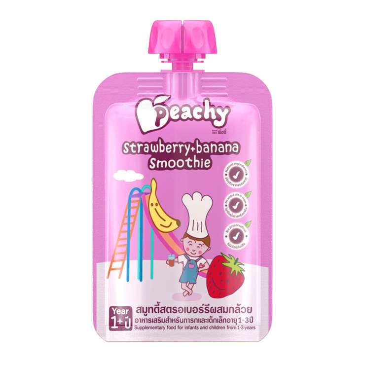 Peachy Strawberry & Banana Smoothie Pouch 12M+ (Expiry 27-04-2024)