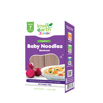 Love Earth Junior Organic Baby Noodles - Beetroot 7M+ (Expiry 16-12-2027)