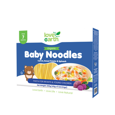 Love Earth Baby Organic Noodle - Carrot, Sweet Potato & Spinach 7M+ (Expiry 25-10-2025)