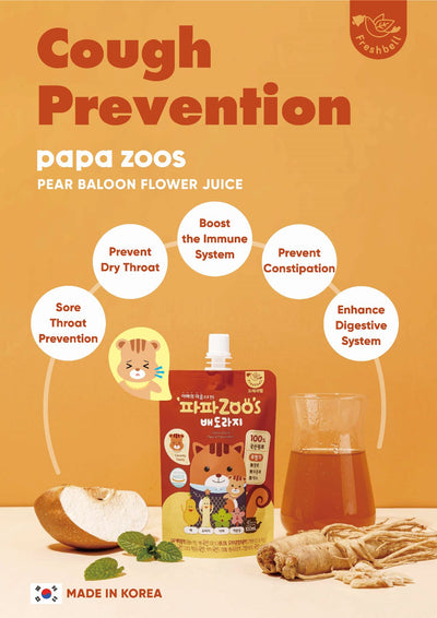 Freshbell Papazoo's Pear & Platycodon Juice 30 x 100ml (For Cough) 9M+ (Expiry 23-10-2025)