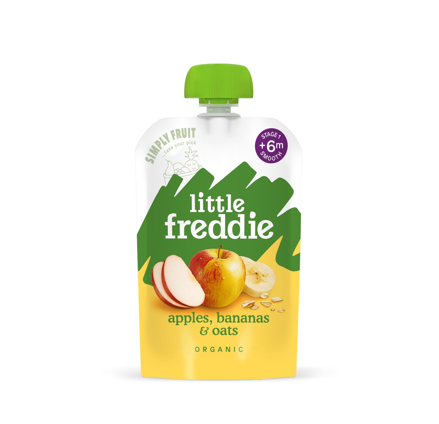 Little Freddie Puree - Organic Wholesome Apples, Bananas, Oats 100g - 6M+ (Expiry 07-05-2025)