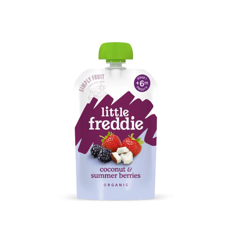 Little Freddie Puree - Organic Velvety Coconut & Summer Berries 100g - 6M+ (Expiry 28-06-2025)