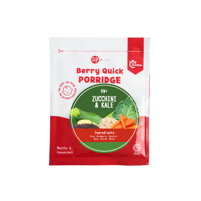 SGHomemade Berry Quick Porridge - Zucchini & Kale 8M+ (Expiry 12-07-2026)