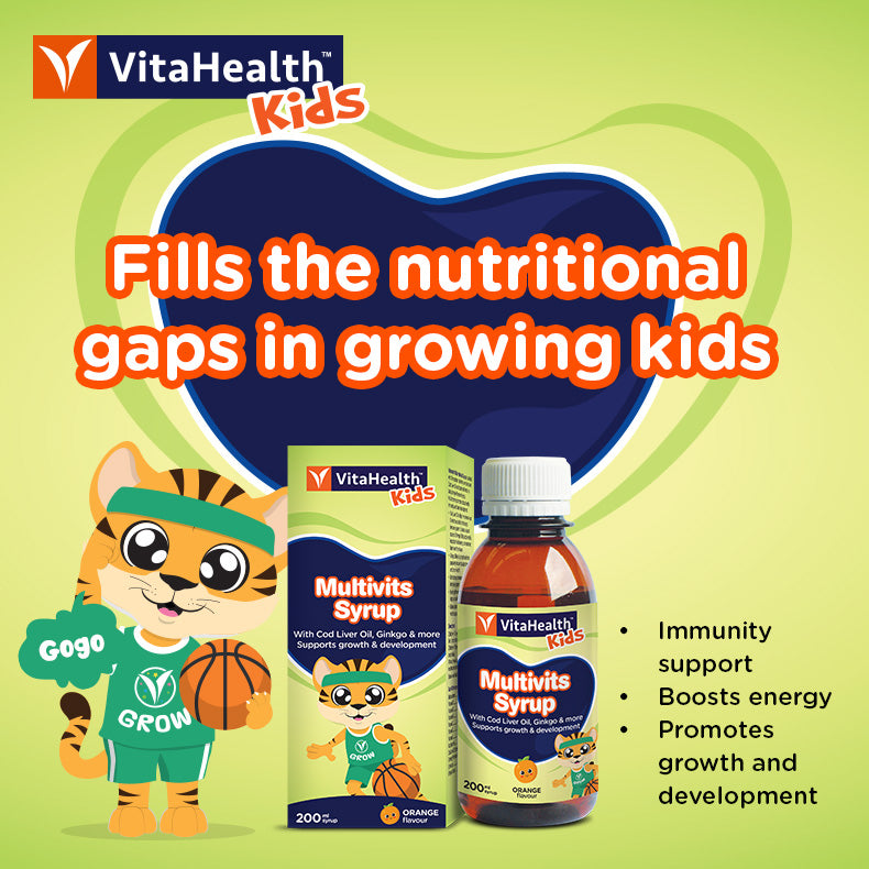 Vitahealth Kids Multivits Syrup with Cod Liver Oil & Ginkgo >1Y+ (Expiry 30-01-2026)
