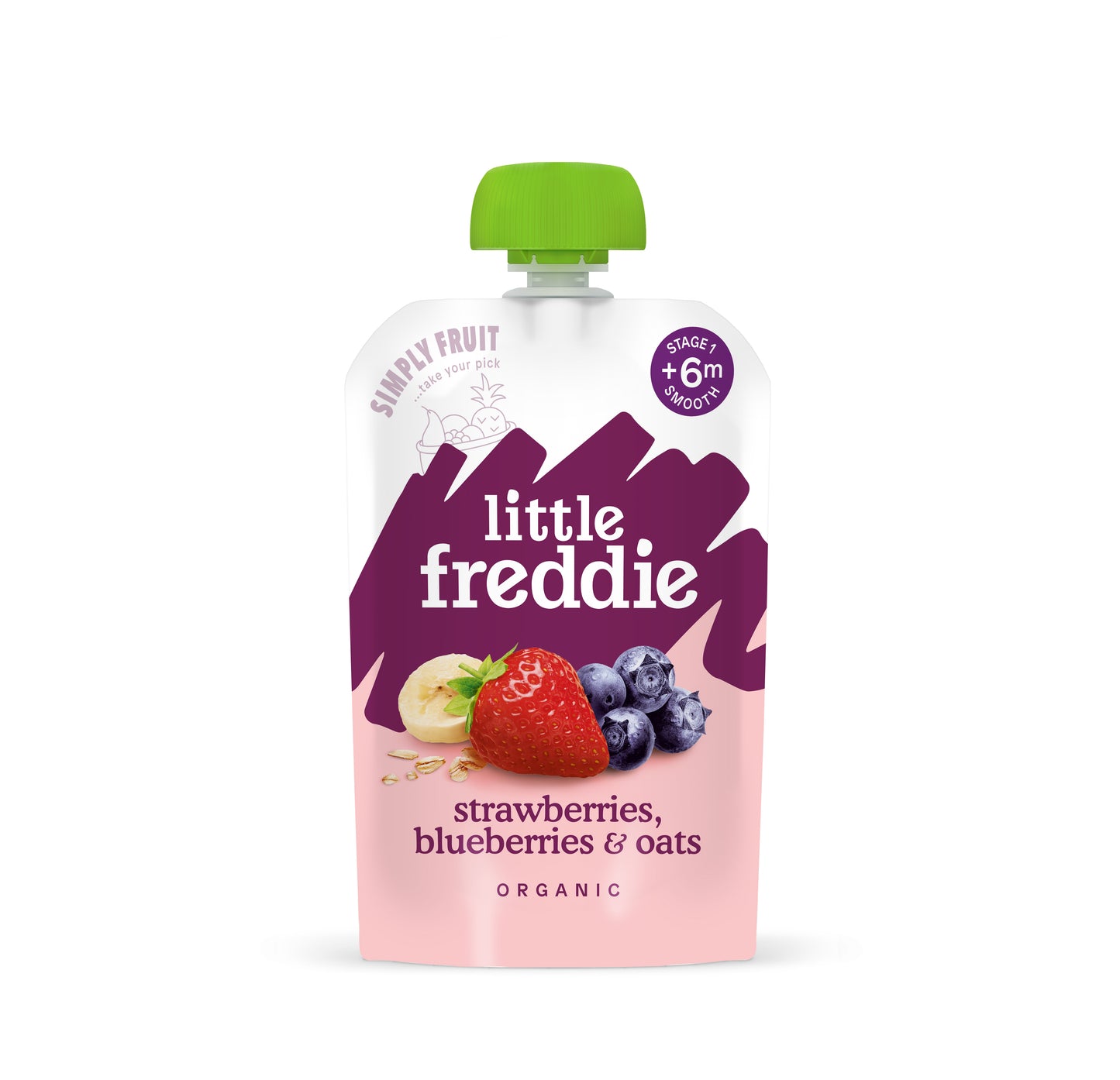 Little Freddie Puree - Juicy Strawberries, Blueberries & Oats 100g - 6M+ (Expiry 09-08-2025)