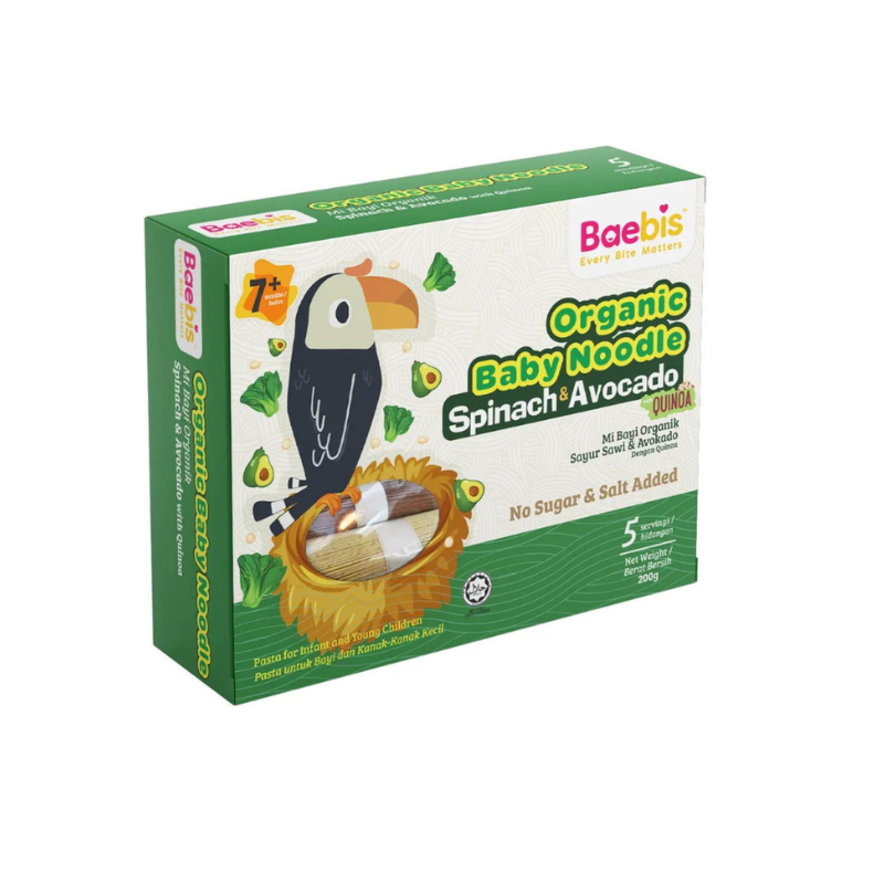 Baebis Organic Baby Noodle - Spinach & Avocado 7M+ (Expiry 21-11-2025)