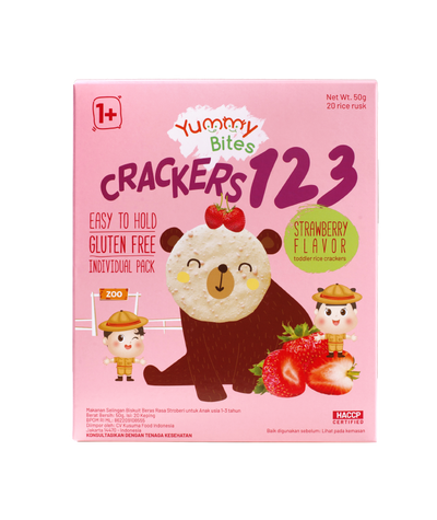 Yummy Bites Baby Crackers 123 - Strawberry 12M+ (Expiry 02-10-2024)