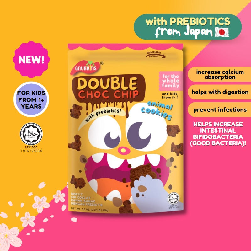 Gnubkins (Little Baby Grains) Double Choc Chip Cookies with Prebiotics 12M+ (Expiry 17-04-2025)