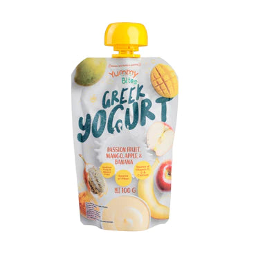 Yummy Bites Greek Yogurt Passion Fruit, Mango, Apple & Banana - 8M+ (Expiry 04-10-2024)