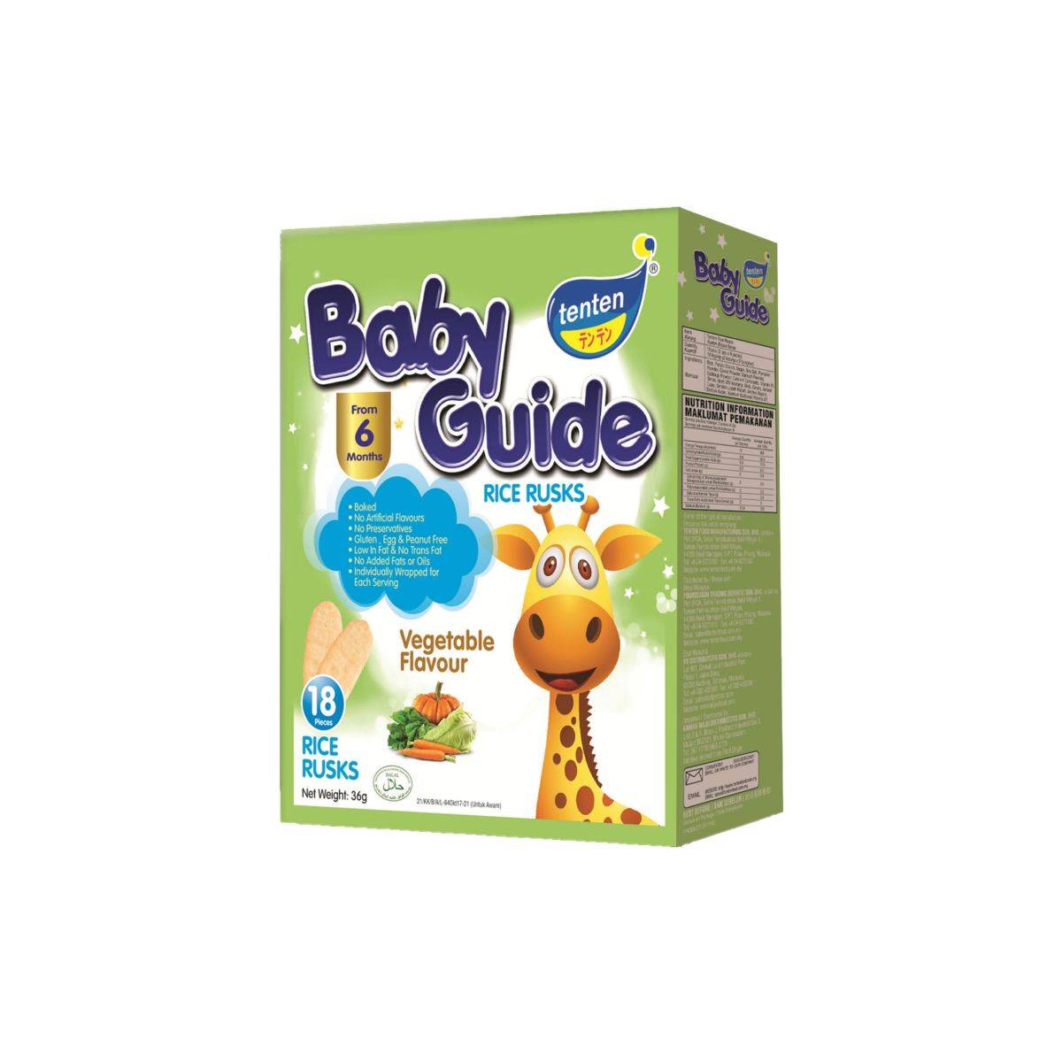 Tenten Baby Guide Rice Rusk - Vegetable 6M+ / Expiry Nov to Dec 2023