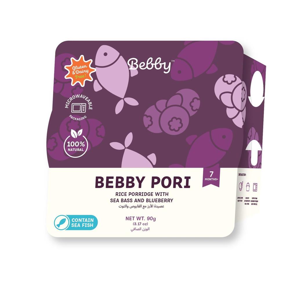 Bebby Pori Rice Porridge with Sea Bass & Blueberry 7M+